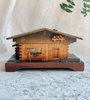 Vintage különleges svájci bájos faház alakú zenélő doboz/zenedoboz/ékszerdoboz (video!)