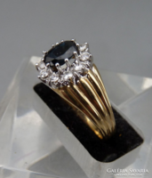 Margaréta arany gyűrű 0.40ct gyémántokkal zafírral.Igazolással