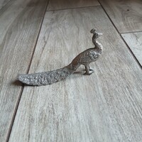 Elegáns régi ón páva szobor I.(5,8x11,3x2,6 cm)