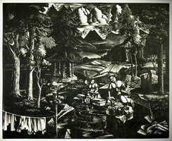 Bordás Ferenc : Ruhamosás a patakban