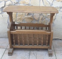 Tölgy kis asztal újságtartó Vintage Pécsi faipar Henrik