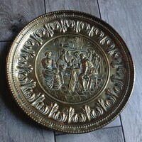 Szép régi réz falitányér/falidísz II. (29,7 cm)