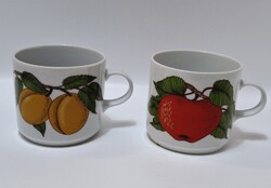 Alföldi házgyári gyümölcsös, almás és barackos bögre, 2 db egyben