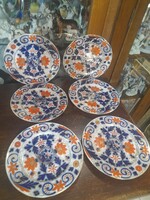 Alt Wien Fischer & Mieg Pirkenhammer 1853-73 Imari Mintás Porcelán 6 DB Süteményes Készlet.20 cm.