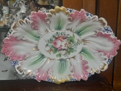 Alt Wien 1852-59,Biedermeier Christian Fischer Kézi Festett,Aranyozott,Vastag Porcelán Kínáló.32 cm.