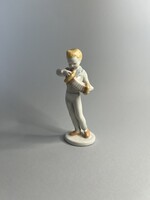 Hollóházi harmonikás zenész fiú ritka festéssel