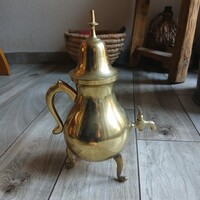 Csodás szamovár formájú régi réz kanna/kiöntő (30x19,5x11,5 cm)