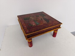 Antik India hindu bútor ázsiai dúsan festett fa asztal hengeres lábazattal 912 6465