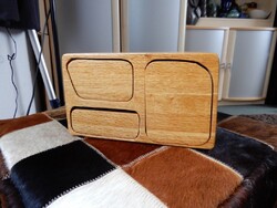 Régi különleges kisméretű minimalista fa asztali szekrény 3db. fiókkal