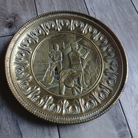 Szép régi réz falitányér/falidísz I. (29,7 cm)