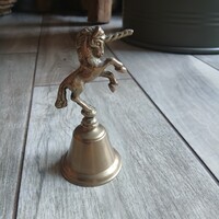 Szépséges régi unikornisos réz csengő (11,5x5,5 cm)