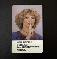 OTP Országos Takarékpénztár - Nem titok! Ifjúsági takarékbetétet nyitok kártyanaptár 1982