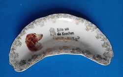 Német porcelán csontostál kutyával