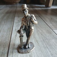 Pazar régi ezüstözött szobor: viktoriánus kori kéményseprő (10,5x4,5x3,7 cm)