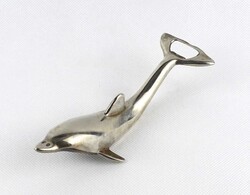 1Y795 Ezüstözött delfin alakú sörnyitó 17 cm