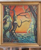 Dóra István különleges festménye 75x69 cm kerettel