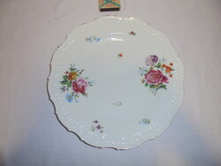 Antik virágos porcelán nagy tányér, sütemény kínáló