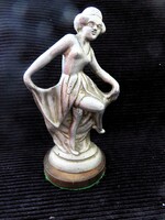 Art Deco Öntött Alumínium Táncosnő Szobor,Bakelit Talpon