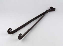 1Y078 Régi kovácsoltvas rönk fogó kandalló csipesz 40 cm