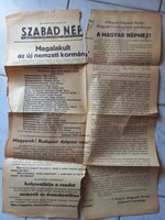 1956 október-nov.-dec-i újságok, újságdarabok, cikkek, szakadással