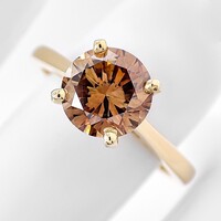 1,42 ct Fancy Deep Brown Orange gyémánt gyűrű – 14K sárgaarany – tanúsítvánnyal
