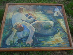 Csató Gy. olajfestmény nagyméretú alkotás 85 x 65 cm