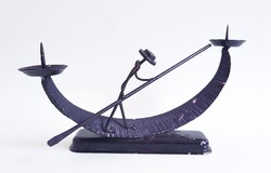 Régi gondolás gyertyatartó fém 28cm