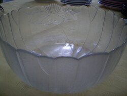 Üveg virágos mély salátás nyomott mintás tál 25x10 cm. hibátlan