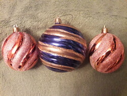 Karácsonyfa díszek gyűjtőknek: 3 db. arany /királyék gömbök 8 egyben hibátlan