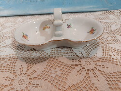 Zsolnay kedvelt, kisvirágos porcelán fűszertartó, só-bors kínáló, arany barokkos széllel