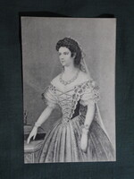 Képeslap,híres emberek,Russ Ferenc grafika,Erzsébet királyné,Sziszi,1915-