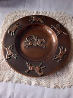 Lovas bronz tányér hortobágyi karikásostoros lovassal