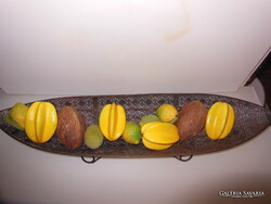 TÁL - FÉM - 74 cm  + 11 db - MINŐSÉGI GYÜMÖLCS - NEM HUNGAROCELL !!! -  74 x 18 x 11 cm - HIBÁTLAN