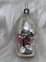 Retro  régi üveg karácsonyfadísz,házikó