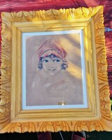 Faragott,40x30-s fakeret,benne,Scheibertnek tulajdonítva,papír,akvarell