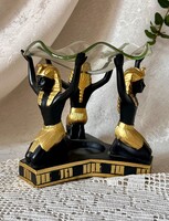 Egyiptomi stílusú fáraós párologtató / mécsestartó / arany fekete dekoráció