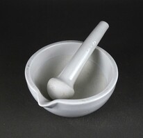 1Z227 Régi Zsolnay porcelán patika mozsár gyógyszerész mozsár törővel 14 cm