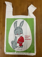 Retro húsvéti nylon szatyor nyuszis grafikával – 1980–90-es évek