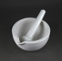 1Z224 Régi Zsolnay porcelán patika mozsár gyógyszerész mozsár törővel 14 cm