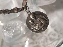 NYAKLÁNC - EZÜST + SZŰZ MÁRIA - MEDÁL  - 45 cm - MEDÁL - 2 cm  - HIBÁTLAN
