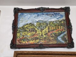 JÁK PÉTER 2025 o/v 50X35 cm "Séd-parti liget" -art-deco kerettel