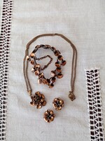 Skandináv / finn bronz ékszer szett: karkötő, fülbevaló/klipsz és medál lánccal Hannu Ikonen