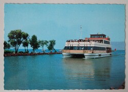 Képeslap, Balaton, Mahart,  Katamarán, komp
