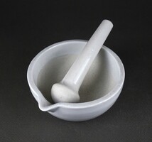 1Z228 Régi Zsolnay porcelán patika mozsár gyógyszerész mozsár törővel 13.7 cm