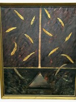 Várady Róbert "Hommege a Rilke II." 1988' 100x120 cm olaj/vászon