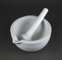 1Z223 Régi Zsolnay porcelán patika mozsár gyógyszerész mozsár törővel 14 cm