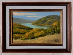 KERETES FIX AKCIÓS ÁR! Lantos György "Dunakanyar" c. festménye minőségi keretben