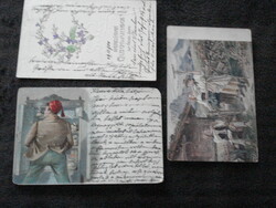 3 antik lap Arisztokrata levelezés Nyáry grófi család /+ Wiener Werkstatte ornamentikás lap