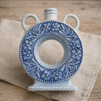 Német Bavaria porcelán likőrös kulacs kék-fehér dombormintával