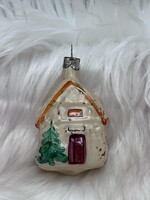 Retro  régi üveg karácsonyfadísz,házikó